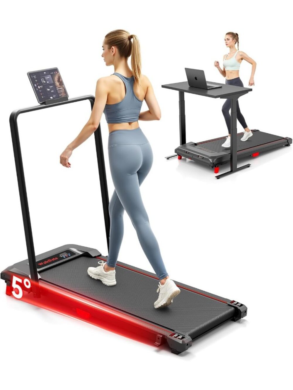 Walking Pad Treadmill with Incline and Handle Bar, Walking Pad with Remote